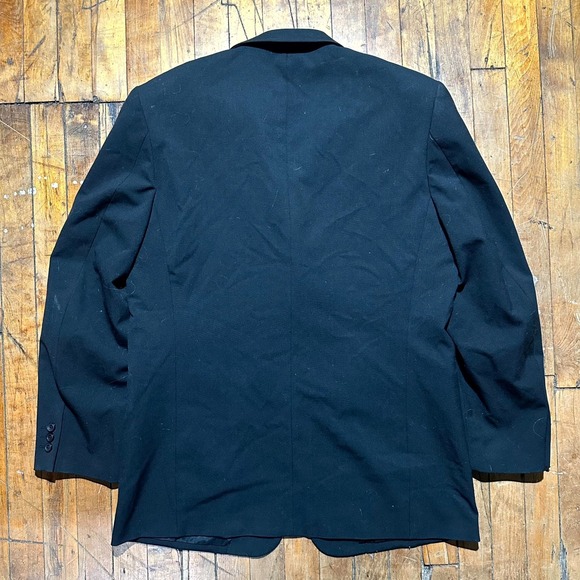 Claiborne Blazer Jacket Men's Size 42R Black Solid Long Sleeve Notch Lapel - Picture 10 of 10